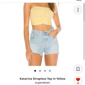 superdown yellow strapless top